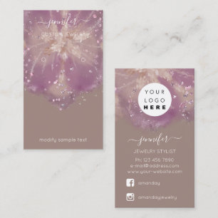 Logo Custom Juwelier Card Social Crystals Floral Visitenkarte