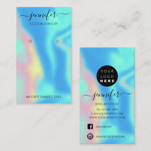 Logo Custom Juwelier Card Social Holograph Blue Visitenkarte