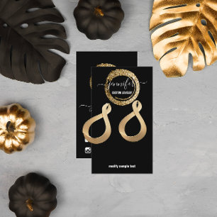 Logo Custom Juwelier Card Social Media Schwarz Gol Visitenkarte