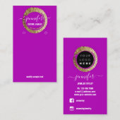 Logo Custom Juwelier Social Media Pink Fuchsia Gol Visitenkarte (Vorne/Hinten)