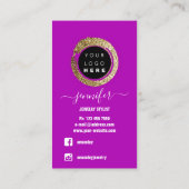 Logo Custom Juwelier Social Media Pink Fuchsia Gol Visitenkarte (Rückseite)