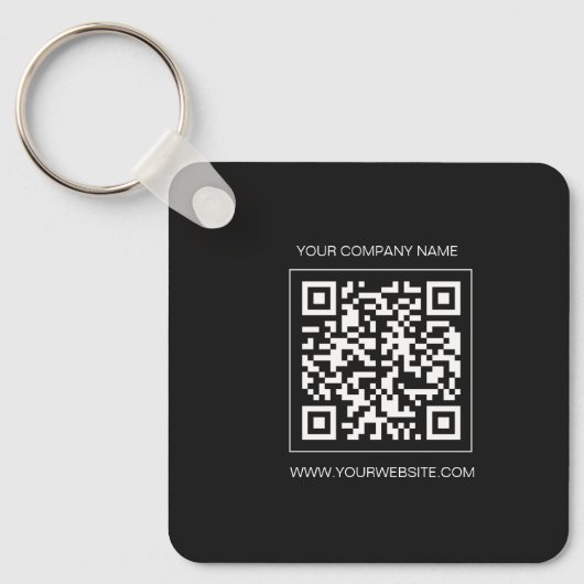 Logo, custom QR code text double sided black Schlüsselanhänger (Vorderseite)