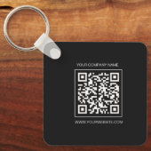 Logo, custom QR code text double sided black Schlüsselanhänger (Vorderseite)