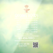 Logo "Custom QUEEN BEE White Business Open Hours" Fensteraufkleber (Blatt 3)