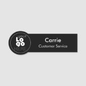 Logo "Custom Round White Company" auf der schwarze Namensschild (Vorderseite)