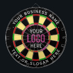 Logo & Custom Text Business Company  Dartscheibe<br><div class="desc">A dartboard is a popular recreational and competitive game that provides hours of fun for players of all ages and skill levels. Typically made from sisal fibers, cork, or electronic components, dartboards are designed to withstand the impact of darts while offering precise scoring zones. Standard dartboards feature a circular design...</div>