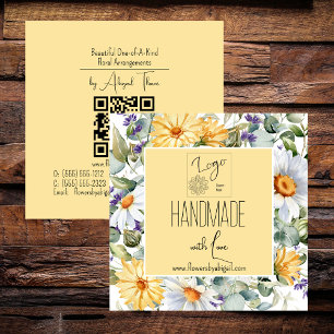 Logo Daisy Blume Handwerkliches Blumenhandwerk Quadratische Visitenkarte