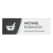 Logo der Apotheke Modernes Schwarzes Silber Namenschild (Vorderseite)