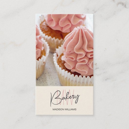 Logo der Bäckerei Monogram Logo Custom Foto QR Cre Visitenkarte (Vorderseite)