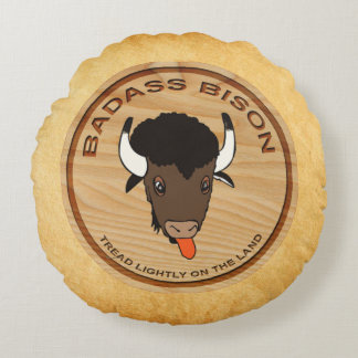 Logo der Badass Bison Farm Rundes Kissen