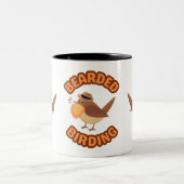 Logo der bärtigen Vogelbeobachtung und Bartvögel Zweifarbige Tasse (Mittel)