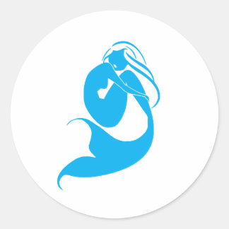Logo der Blue Mermaid-Silhouette Runder Aufkleber