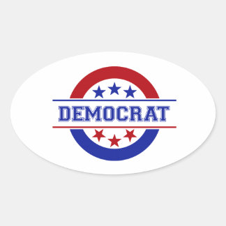 Logo der demokratischen Briefmarke Blue Ovaler Aufkleber