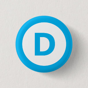Logo der Demokratischen Partei in Türkis auf Weiß Button