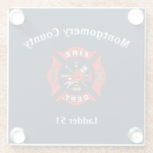 Logo der Feuerabteilung Glasuntersetzer (Rückseite)