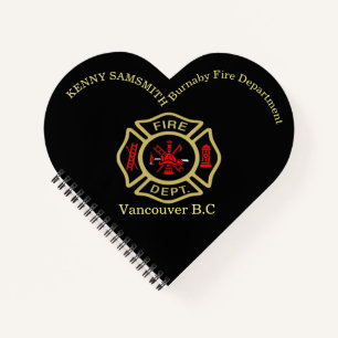 Logo der Feuerabteilung Gold und Back-Abzeichen Notizblock