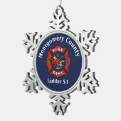 Logo der Feuerabteilung Schneeflocken Zinn-Ornament (Rechts)