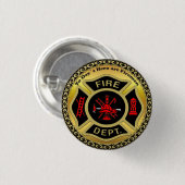 Logo der Feuerabteilung Schwarzes und Gold-Abzeich Button (Vorne & Hinten)