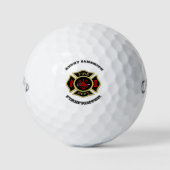 Logo der Feuerabteilung Schwarzes und Gold-Abzeich Golfball (Vorderseite)