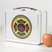 Logo der Feuerabteilung Schwarzes und Gold-Abzeich Metall Brotdose (Beispiel)
