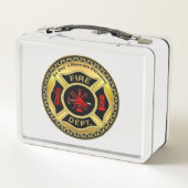 Logo der Feuerabteilung Schwarzes und Gold-Abzeich Metall Brotdose (Rückseite)