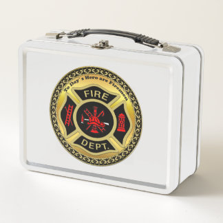 Logo der Feuerabteilung Schwarzes und Gold-Abzeich Metall Brotdose