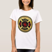Logo der Feuerabteilung Schwarzes und Gold-Abzeich T-Shirt (Vorderseite)