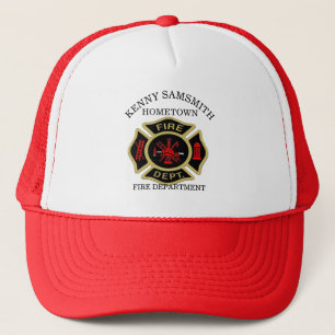 Logo der Feuerabteilung Schwarzes und Gold-Abzeich Truckerkappe