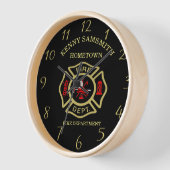Logo der Feuerabteilung Schwarzes und Gold-Abzeich Uhr (Winkel)