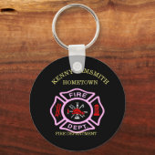 Logo der Feuerabteilung Schwarzes und rosa Abzeich Schlüsselanhänger (Vorderseite)