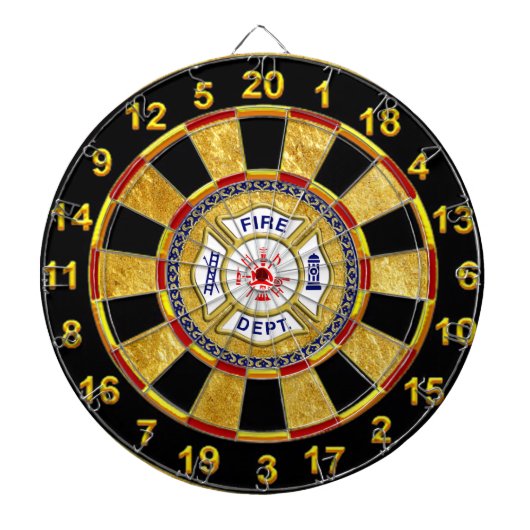 Logo der Feuerwehr Blau und Weiß Abzeichen Dartscheibe (vorne)