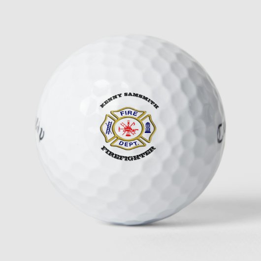 Logo der Feuerwehr Blau und Weiß Abzeichen Golfball (Vorderseite)