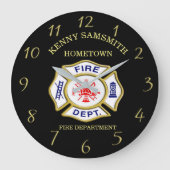 Logo der Feuerwehr Blau und Weiß Abzeichen Große Wanduhr (Vorderseite)
