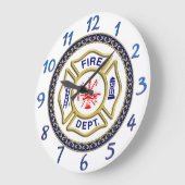 Logo der Feuerwehr Blau und Weiß Abzeichen Große Wanduhr (Winkel)