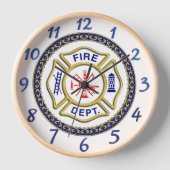 Logo der Feuerwehr Blau und Weiß Abzeichen Uhr (Vorderseite)