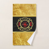 Logo der Feuerwehr Gold und Abzeichen Badhandtuch Set (Handtuch)