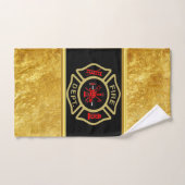 Logo der Feuerwehr Gold und Abzeichen Badhandtuch Set (Handtuch)