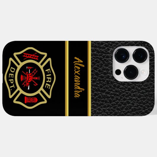 Logo der Feuerwehr Gold und Abzeichen Case-Mate iPhone Hülle (Rückseite (Horizontal))
