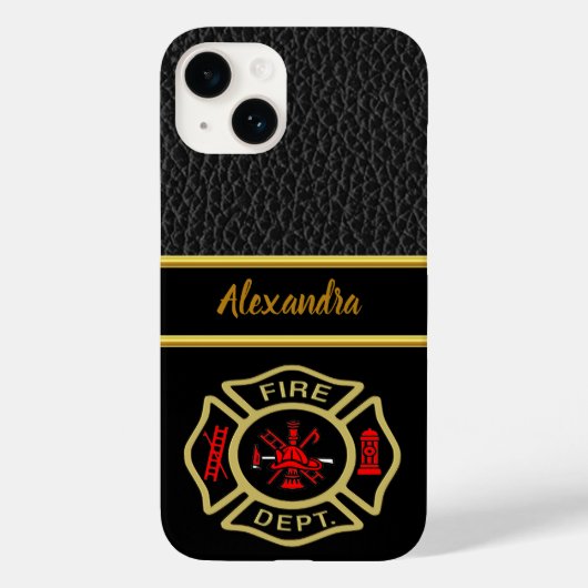 Logo der Feuerwehr Gold und Abzeichen Case-Mate iPhone Hülle (Rückseite)