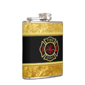 Logo der Feuerwehr Gold und Abzeichen Flachmann (Rechts)