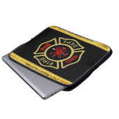 Logo der Feuerwehr Gold und Abzeichen Laptopschutzhülle (Vorne Knopf)