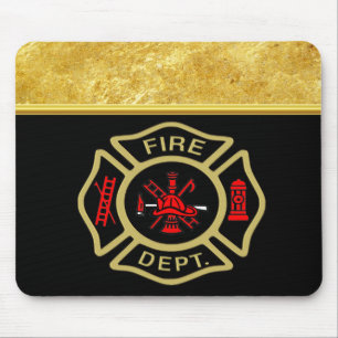 Logo der Feuerwehr Gold und Abzeichen Mousepad