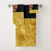 Logo der Feuerwehr Gold und Rotes Abzeichen Badhandtuch Set (Insitu)