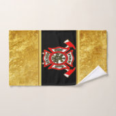 Logo der Feuerwehr Gold und Rotes Abzeichen Badhandtuch Set (Handtuch)