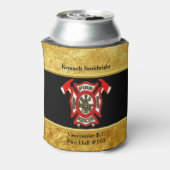 Logo der Feuerwehr Gold und Rotes Abzeichen Goldfo Dosenkühler (Kanne Rückseite)