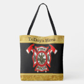 Logo der Feuerwehr Gold und Rotes Abzeichen Goldfo Tasche (Rückseite)