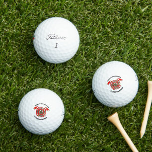 Logo der Feuerwehr Gold und Rotes Abzeichen Golfball
