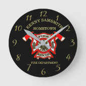 Logo der Feuerwehr Gold und Rotes Abzeichen mit Ac Runde Wanduhr (Vorderseite)
