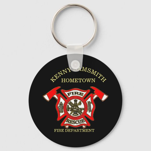 Logo der Feuerwehr Gold und Rotes Abzeichen mit Ac Schlüsselanhänger (Vorderseite)