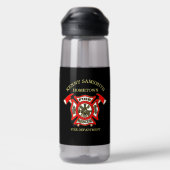Logo der Feuerwehr Gold und Rotes Abzeichen mit Ac Trinkflasche (Rückseite)